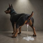 animal_genitalia animal_pussy bodily_fluids canine_genitalia canine_pussy cum cum_drip cum_in_pussy cum_inside dripping female feral fur genital_fluids genitals male male/female presenting pussy raised_tail solo solo_focus director_donki canid canine canis dobermann domestic_dog mammal pinscher