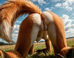 all_fours anthro anus breasts butt close-up farm female female_focus field fox_ears fox_tail fur genitals kneeling_on_ground low-angle_view natural_lighting nature nature_background nipples nude on_all_fours orange_body orange_fur photorealism photorealistic ponyrealism_(model) presenting presenting_hindquarters pussy raised_tail realistic_fur realistic_lighting rear_view solo tail_up white_body kittysasha sienna_(kittysasha) canid canine fox mammal absurd_res hi_res