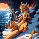 anus female feral fur genitals gold_scales horn lying mountains nude on_back pussy snow solo spread_legs spreading tail_anus yellow_body yellow_fur meara dragon furred_dragon scalie digital_media_(artwork) hi_res pixel_(artwork)