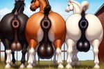 anus bodily_fluids feral group male male/male musk presenting puffy_anus sweat trio fatigue equid equine horse mammal absurd_res hi_res