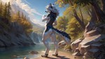 anthro butt girly male nature nature_background solo anubiten_(director) canid canine canis mammal wolf hi_res