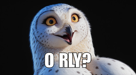 anthro beak big_breasts black_background black_spots breasts eyelashes feathered_wings feathers female huge_breasts humor looking_at_viewer markings open_beak open_mouth open_smile orange_eyes pink_tongue realistic simple_background smile solo spots spotted_body text tongue white_body white_feathers wings yellow_eyes yellow_sclera gridanon meme_2026 avian bird bubo_(genus) owl true_owl 3d_(artwork) digital_media_(artwork) english_text hi_res meme portrait stable_diffusion