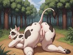 all_fours anthro anus ass_up big_ass big_breasts big_butt black_body black_fur bovid_horn bovine_horn breast_squish breasts brown_eyes butt clitoris curvy_figure detailed_background female forest fur genitals glistening glistening_body grass hooves horn looking_at_viewer looking_back mature_female motion_lines nude on_knees outdoors pink_anus pink_nose pink_pussy plant presenting presenting_anus presenting_hindquarters presenting_pussy pussy raised_tail rear_view seductive side_boob smile solo spots spotted_body spotted_fur squish tail_up thick_thighs tree voluptuous white_body white_fur unknown_director bovid bovine cattle holstein_friesian_cattle mammal hi_res