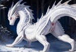 anus butt dragon female feral genitals hi_res on_all_fours presenting presenting_hindquarters pussy scales scalie solo white_body white_scales