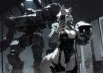 armor big_breasts black_clothing black_nose blue_eyes breasts cellphone city cleavage clothed clothing detailed_background duo electronics female fur headgear helmet holding_cellphone holding_object holding_phone holding_smartphone inside jacket latex legwear leotard looking_at_viewer machine night phone selfie skinsuit smartphone solo standing star thigh_highs tight_clothing topwear white_body white_fur window unknown_director canid canine canis fox mammal robot wolf hi_res