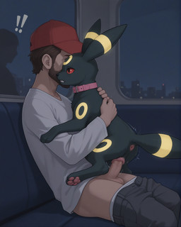 animal_genitalia animal_pussy anus balls beard bestiality black_body black_fur bottomwear bottomwear_down canine_genitalia canine_pussy caught city city_background clenched_teeth clothed clothing collar cowgirl_position duo embrace facial_hair female female_on_human female_penetrated feral feral_on_top feral_penetrated from_front_position fur genitals hat headgear headwear hug human_on_feral human_penetrating human_penetrating_female human_penetrating_feral interspecies long_sleeves male male/female on_bottom on_top pants pants_down partially_clothed pawpads paws penetration penile penile_penetration penis penis_in_pussy pokephilia public public_sex public_transportation pussy red_eyes sex shirt sitting size_difference teeth topwear underwear underwear_down vaginal vaginal_penetration cayuse nintendo pokemon pokemon_trainer eeveelution generation_2_pokemon human mammal pokemon_(species) umbreon hi_res