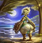 anthro backsack balls beak big_balls big_butt blue_eyes bottomwear butt clothing feathers genitals hair light looking_at_viewer looking_back male short_stack smile solo underwear wings tcam tulin_(tloz) avian bird attempted_signature hi_res lighting painting_(artwork) shaded traditional_media_(artwork) watercolor_(artwork) watermark