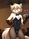 anthro beverage blush bow_tie bulge bunny_costume clothed clothing container costume crossdressing crowd cup drinking_glass embarrassed fishnet fur genital_outline glass glass_container glass_cup group male silhouette solo twokinds wine_glass anontk clovis_(twokinds) canid canine fox mammal hi_res