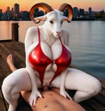 5_fingers 5_toes amber_eyes anthro anthro_penetrated big_breasts black_fingernails bodily_fluids bouncing_breasts bovid_horn breasts caprine_horn city city_background cleavage clothed clothed/nude clothed_female_nude_male clothing cowgirl_position crotchless_clothing curved_horn dock duo faceless_character faceless_human faceless_male feet female female_on_top fingers fluffy_fur from_front_position fur genital_fluids genitals glistening glistening_clothing goat_horn harbor horn huge_breasts human_on_anthro human_penetrating human_penetrating_anthro human_penetrating_female interspecies looking_at_viewer male male/female nails navel neck_tuft nipples nude nude_human nude_male o-ring on_bottom on_top partially_clothed penetration penis photorealism pink_nose pink_pussy public public_nudity public_sex pussy pussy_juice pussy_juice_on_penis realistic realistic_fur red_clothing red_swimwear seaside sex sky skyline skyscraper sunset swimwear toenails toes tuft water white_body white_fur wood silvicultor bovid caprine goat human mammal animated webm