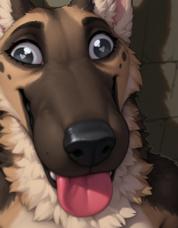 <3 <3_eyes ambiguous_gender black_nose blep brown_body brown_fur crazy_eyes eyebrows eyelashes female fur grey_eyes inner_ear_fluff looking_at_viewer multicolored_body multicolored_fur neck_tuft open_mouth smile solo tan_body tan_fur teeth tongue tongue_out tuft gshepanon canid canine canis domestic_dog german_shepherd herding_dog mammal pastoral_dog bust_portrait headshot_portrait hi_res icon portrait