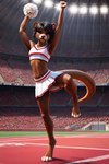 anthro athletic athletic_female biceps black_hair bottomwear brown_eyes cheerleader cheerleader_outfit clothing dark_brown_fur female fur hair miniskirt multicolored_body multicolored_fur muscular muscular_anthro muscular_female paws pom_poms round_ears school skirt solo track_and_field triceps two_tone_body two_tone_fur hellapoc deni lutrine mammal mustelid