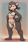 4_toes anthro bikini camel_toe claws clothing collar feet female fur hair hotel_transylvania plantigrade smile solo swimwear thick_thighs toes winnie_werewolf_(disambiguation) psyai canid canine canis mammal were werecanid werecanine werewolf hi_res