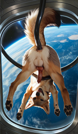 anal anal_penetration animal_genitalia animal_penis anus ball_tuft balls canine_genitalia canine_penis countershading dewclaw dipstick_tail feral fluffy fluffy_tail genitals knot looking_at_viewer male markings pawpads penetration penis photorealism realistic realistic_fur solo solo_focus space tail_markings tentacle_around_waist tentacle_penetration tentacles tuft upside_down eldrich canid canine canis coyote mammal absurd_res hi_res