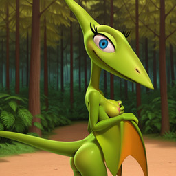 anthro breasts exposed_breasts female forest forest_background nature nature_background nipples non-mammal_nipples plant prehistoric_species solo tree foxfire22 dinosaur_train mrs._pteranodon pteranodon pteranodontid pterosaur reptile scalie