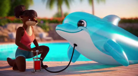 air_valve anthro bottomwear clothing female inflation light palm_tree plant pool_toy poolside pump shirt shorts solo sora_2 sound_effects sound_warning sunlight tank_top topwear tree gridanon mammal mustelid otter animated short_playtime sound voice_acted webm