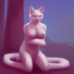 anthro breasts domestic_cat felid feline felis female mammal nipples nude seductive shaded_area solo