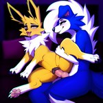 animal_genitalia animal_pussy anthro anthro_on_feral anthro_penetrating anthro_penetrating_feral bestiality blue_body blue_fur canid canine_genitalia canine_pussy duo eeeee5 eeveelution female feral feral_penetrated fur generation_1_pokemon generation_7_pokemon genitals hi_res jolteon knot lycanroc male male/female male_on_feral mammal midnight_lycanroc pawpads penetration pink_pawpads pokemon_(species) pussy sex tongue tongue_out vaginal vaginal_penetration white_body white_fur yellow_body yellow_fur