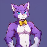 anthro blue_eyes five_nights_at_freddy's frosting.ai fur jewelry male necklace purple_body purple_fur solo candougie nightmare_at_charle's ashley_(nightmare_at_charle's) domestic_cat felid feline felis mammal