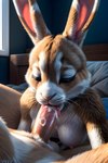absurd_res anthro balls big_ears bodily_fluids breasts cum cum_in_mouth cum_inside cum_on_penis duo ejaculation exposed_breasts eyes_closed fellatio female first_person_view fur fuzzybunny23 genital_fluids genitals hair hi_res lagomorph leporid male male/female mammal multicolored_hair nipples oral penile penis pov_blowjob rabbit sex tan_body tan_fur two_tone_hair whiskers white_body white_fur