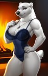 anthro clothing dog_tags female fur hi_res lingerie mammal mature_female muscular muscular_female polar_bear seductive solo ursid ursine white_body white_fur yopfox