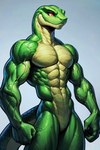 abs anthro athletic athletic_anthro athletic_male biceps green_body green_scales living_tail male muscular muscular_anthro muscular_male nude pecs ripped_muscles scales scaly scaly_body scaly_tail snake_snout snake_tail solo triceps unusual_anatomy unusual_tail veiny_arms veiny_biceps veiny_muscles unknown_director reptile scalie snake hi_res