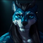 anthro detailed detailed_fur dragon/wolf hair headshot_portrait high_contrast horn hybrid kavka kusac_kavka long_hair looking_at_viewer male portrait solo