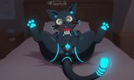 anus bed black_body blush butt collar female feral fur furniture genitals glowing glowing_genitalia glowing_markings glowing_pawpads glowing_pussy looking_at_viewer lying machine markings on_back on_bed open_mouth pawpads paws presenting presenting_pussy pussy quadruped solo spread_legs spread_pussy spreading tail text whiskers sergalbutt hi-fi_rush 808_(hi-fi_rush) domestic_cat felid feline felis mammal robot 5:3 signature url