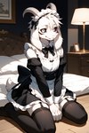 bare_shoulders clothing detailed_background detailed_face fur inside legwear maid_uniform male solo stockings uniform asriellover asriel_dreemurr asriel_dreemurr_(god_form) lera bovid caprine mammal black white hi_res