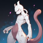 3_fingers anthro featureless_chest featureless_crotch fingers long_tail pink_eyes purple_body simple_background solo standing three-quarter_view white_body tatsuda generation_1_pokemon legendary_pokemon mewtwo pokemon_(species) portrait three-quarter_portrait