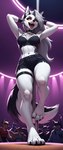 anthro bottomwear choker clothing dance female hairy jewelry necklace public shorts solo strip_club striptease topwear tricksterfox loona_(helluva_boss) canid canid_demon canine canis demon hellhound mammal wolf absurd_res hi_res