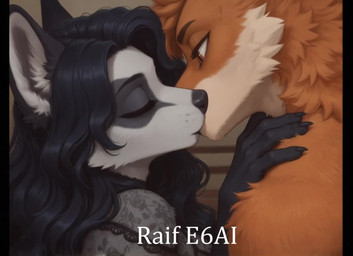 anthro duo female kissing lace male male/female marble_fox side_view raif_ai canid canine fox mammal red_fox animated webm