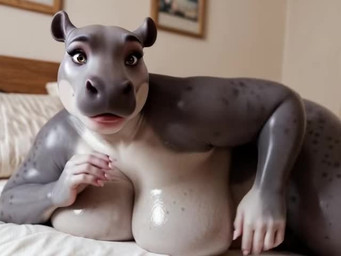 animal_ears animal_nose anthro areola bed bed_sheet bedding belly big_areola big_breasts blurred_background breasts brown_eyes collarbone colored_skin completely_nude curvy_figure feet_out_of_frame female furniture glistening glistening_body glistening_skin hand_on_cheek hand_on_hip hand_on_own_face head_rest huge_breasts inside large_breasts lips looking_at_viewer lying makeup mature_female navel nipples nude nude_female on_bed on_side organs overweight overweight_anthro overweight_female parted_lips realistic shadow smile snout solo stomach thick_arms thick_thighs homer_26 common_hippopotamus hippopotamid mammal animated short_playtime webm