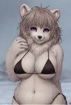 anthro bikini clothing female fur hi_res mammal polar_bear purple_eyes seductive solo swimwear ursid ursine white_body white_fur