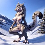 ariesai curvy_figure female mountains snow solo voluptuous felid mammal pantherine sergal snow_leopard