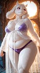 anthro big_breasts bra breasts cave clothing female floppy_ears nightgown overweight panties purple_eyes solo underwear sherlock_hound_(director) undertale_(series) toriel bovid caprine goat mammal hi_res