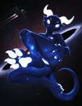 5_fingers black_hole breasts cosmic_background ethereal female fingers fur genitals horn nipples no_pupils nude paws pussy ring small_breasts solo space spaceship star tail white_eyes white_horn tricktronics background_character furred_kobold humanoid kobold hi_res