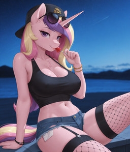 anthro breasts candy clothing dessert female female_anthro food fur hair hat headgear headwear horn legwear lollipop multicolored_hair mythological_equine mythology pink_body pink_hair purple_eyes purple_hair solo tail lewdtf friendship_is_magic my_little_pony equid equine mammal mythological_creature unicorn invalid_tag 2025 4k digital_drawing_(artwork) digital_media_(artwork) hi_res stable_diffusion