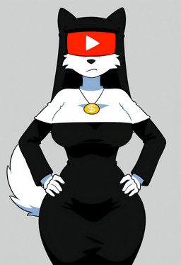 angry anthro big_breasts breasts curvy_figure female fur grey_background jewelry necklace simple_background solo white_body white_fur wide_hips wolf_ears wolf_tail synaker canid canine canis mammal wolf 2025 absurd_res colored hi_res