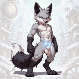 anthro ball_tuft balls bedroom bedroom_eyes blue_eyes canine_sheath clothing flying fur furry_balls genitals grey_body grey_fur magic magic_user male narrowed_eyes nude pubes robe seductive sleeping snow solo storm storm_cloud thunderstorm tuft winter winter_background chaosai silvrefox canid canine fox mammal animated huge_filesize long_playtime webm