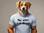 anthro black_nose brown_body brown_eyes brown_fur clothed clothing fur grey_background looking_at_viewer male multicolored_body multicolored_fur shirt simple_background solo text text_on_clothing topwear cow_of_fire canid canine canis domestic_dog mammal shaded