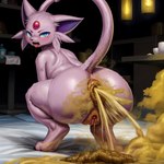 anatomically_correct anatomically_correct_anus anatomically_correct_genitalia anatomically_correct_pussy angry anus breasts eeveelution espeon feces female feral frown fur gaping gaping_anus gaping_pussy generation_2_pokemon genitals looking_down low-angle_view medium_breasts nipples pokemon_(species) pussy scat scowl solo spread_legs spreading steaming_saliva tongue tongue_out