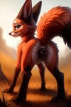 anatomically_correct anatomically_correct_genitalia anatomically_correct_pussy animal_genitalia animal_pussy anus bodily_fluids canid canine canine_genitalia canine_pussy countershading female feral fox fur generation_8_pokemon genital_fluids genitals hi_res looking_at_viewer mammal nenvul nickit orange_body orange_fur pokemon pokemon_(species) presenting pussy raised_tail smile solo white_body white_countershading white_fur