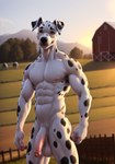 abs absurd_res anthro balls bumblebee95 canid canine canis dalmatian detailed detailed_background detailed_fur domestic_dog genitals hi_res looking_at_viewer male mammal muscular pecs penis pubes realistic solo standing