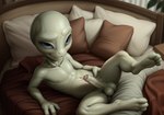 alien balls bed bedroom_eyes erection furniture genitals gilbertaram humanoid looking_at_viewer lying male narrowed_eyes naughty_face navel nipples nude on_back on_bed paul_(disambiguation) paul_(film) penis seductive smile solo spread_legs spreading