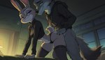 anthro disney doggystyle duo female from_behind_position implied_sex male male/female sex smug suspicious zootopia judy_hopps nick_wilde canid canine domestic_cat felid feline felis fox lagomorph leporid mammal rabbit hi_res