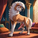 <3 anatomically_correct anatomically_correct_genitalia anatomically_correct_penis animal_genitalia animal_penis arabic arabic_background balls bedroom_eyes big_knot big_penis canine_genitalia canine_penis claws cushions dominant dominant_male erection feral genitals huge_knot imminent_sex knot long_legs long_penis looking_at_viewer male narrowed_eyes orange_eyes penis romantic romantic_ambiance seductive sheath sheath_tuft smile smiling_at_viewer solo tall wildclaw666 nintendo pokemon generation_7_pokemon lycanroc pokemon_(species) hi_res