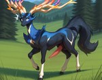 animal_genitalia animal_penis cervine_penis erection feral genitals male outside penis sheath solo surprise walking nonimousmate generation_6_pokemon legendary_pokemon pokemon_(species) xerneas hi_res