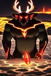 anthro balls cervid demon fire genitals humanoid lava male mammal pecs penis pup_tobey solo vein