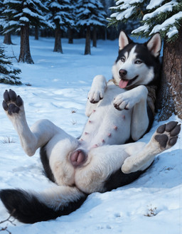 anatomically_correct anatomically_correct_genitalia anatomically_correct_pussy animal_genitalia animal_pussy anus barely_visible_anus black_body black_fur black_nose black_pawpads canine_genitalia canine_pussy claws clothed clothed_feral clothing detailed_background digitigrade evergreen_tree female feral fluffy fluffy_tail forest fur genitals inner_ear_fluff looking_at_viewer lying multi_nipple multicolored_body multicolored_eyes multicolored_fur nipples on_back open_mouth outside partially_clothed pawpads paws photorealism pine_tree pink_nipples plant plump_labia presenting presenting_pussy pussy quadruped realistic realistic_feral realistic_fur realistic_genitalia scarf snow solo solo_focus spread_legs spreading tail tongue tongue_out tree tuft white_body white_fur zerphy canid canine canis domestic_dog husky mammal nordic_sled_dog siberian_husky spitz hi_res portrait