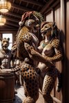 animal_genitalia anthro balls breasts building casual_nudity felid female fur genitals group hi_res house leopard male mammal nipples nude pantherine plant pussy sheath ulfur5605